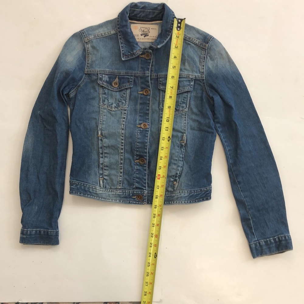 ZARA S Jacket Blue Jean Premium Wash 4 Pocket Button Down Excellent Condition - Picture 4 of 6